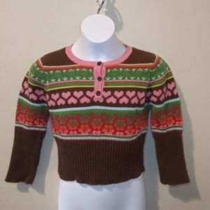 3/$18 Vintage Girl's Hartstrings Hearts & Flowers Fair Isle Sweater